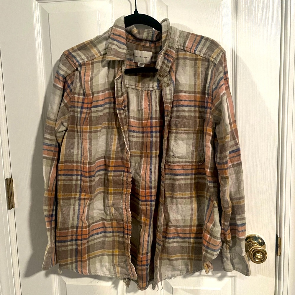 American Eagle Plaid Cardigan